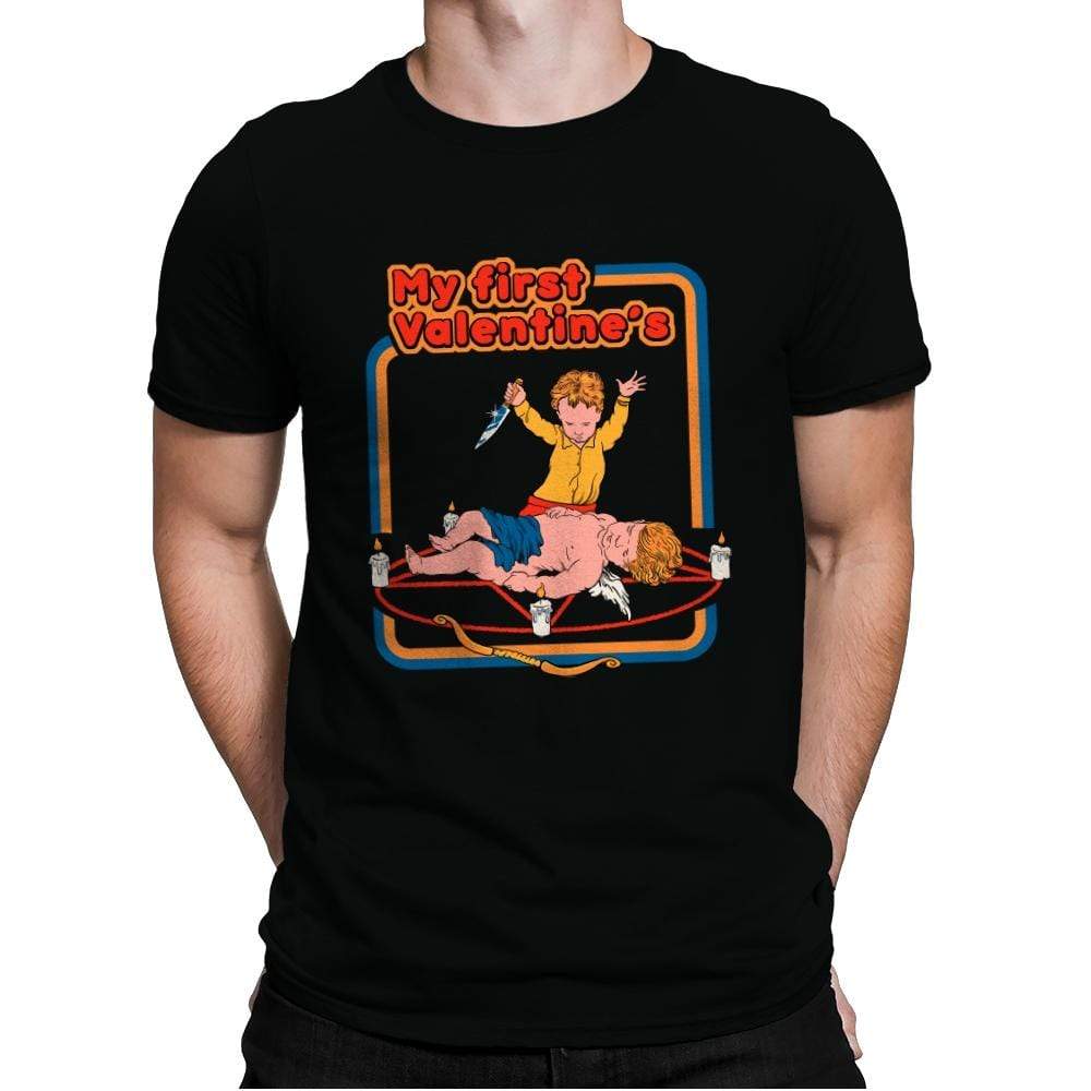 First Valentine's - Mens Premium T-Shirts RIPT Apparel Small / Black