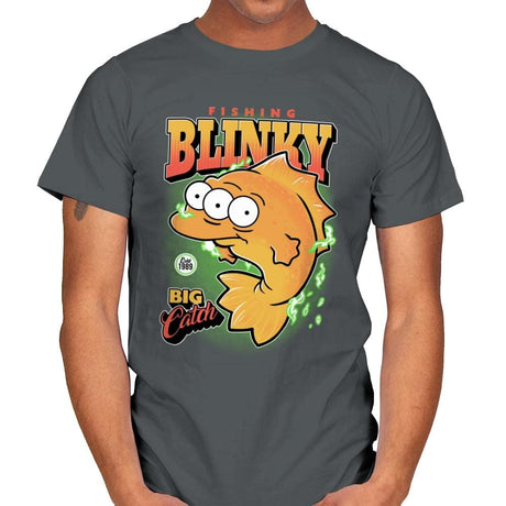 Fishing Blinky - Mens T-Shirts RIPT Apparel Small / Charcoal