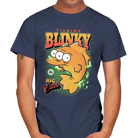 Fishing Blinky - Mens T-Shirts RIPT Apparel Small / Navy