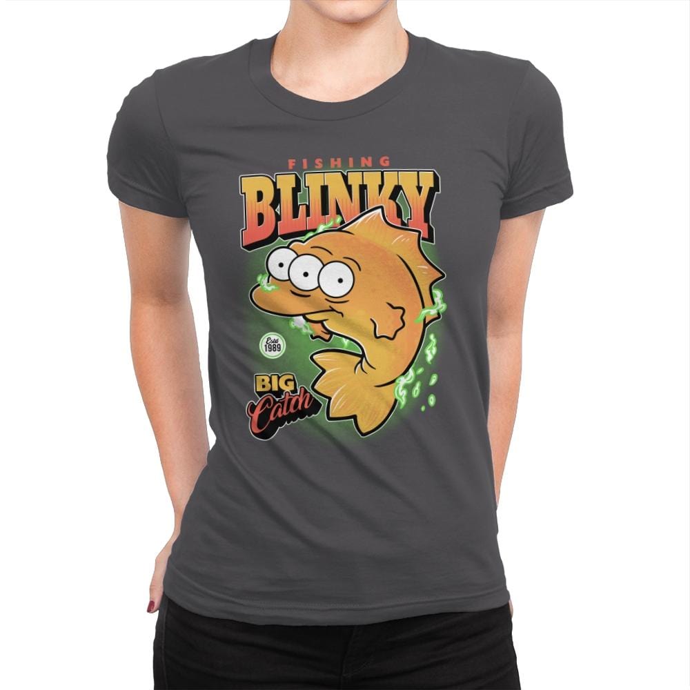 Fishing Blinky - Womens Premium T-Shirts RIPT Apparel Small / Heavy Metal