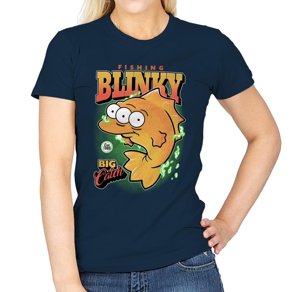 Fishing Blinky - Womens T-Shirts RIPT Apparel Small / Navy