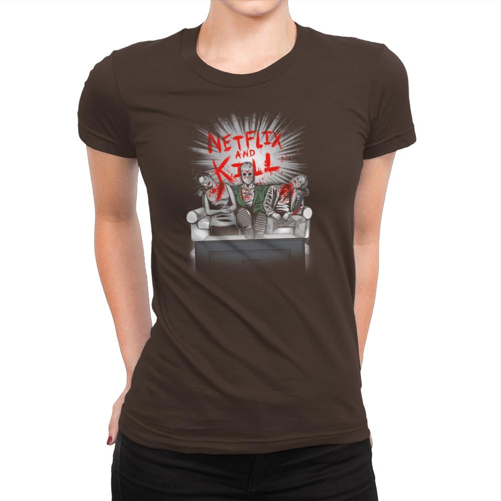 'Flix and Kill Exclusive - Womens Premium T-Shirts RIPT Apparel Small / Dark Chocolate