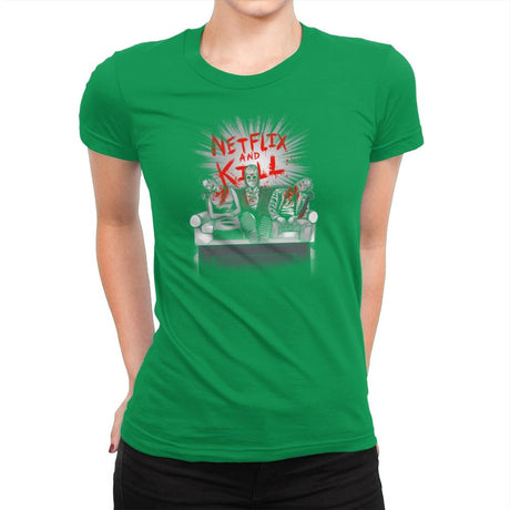 'Flix and Kill Exclusive - Womens Premium T-Shirts RIPT Apparel Small / Kelly Green