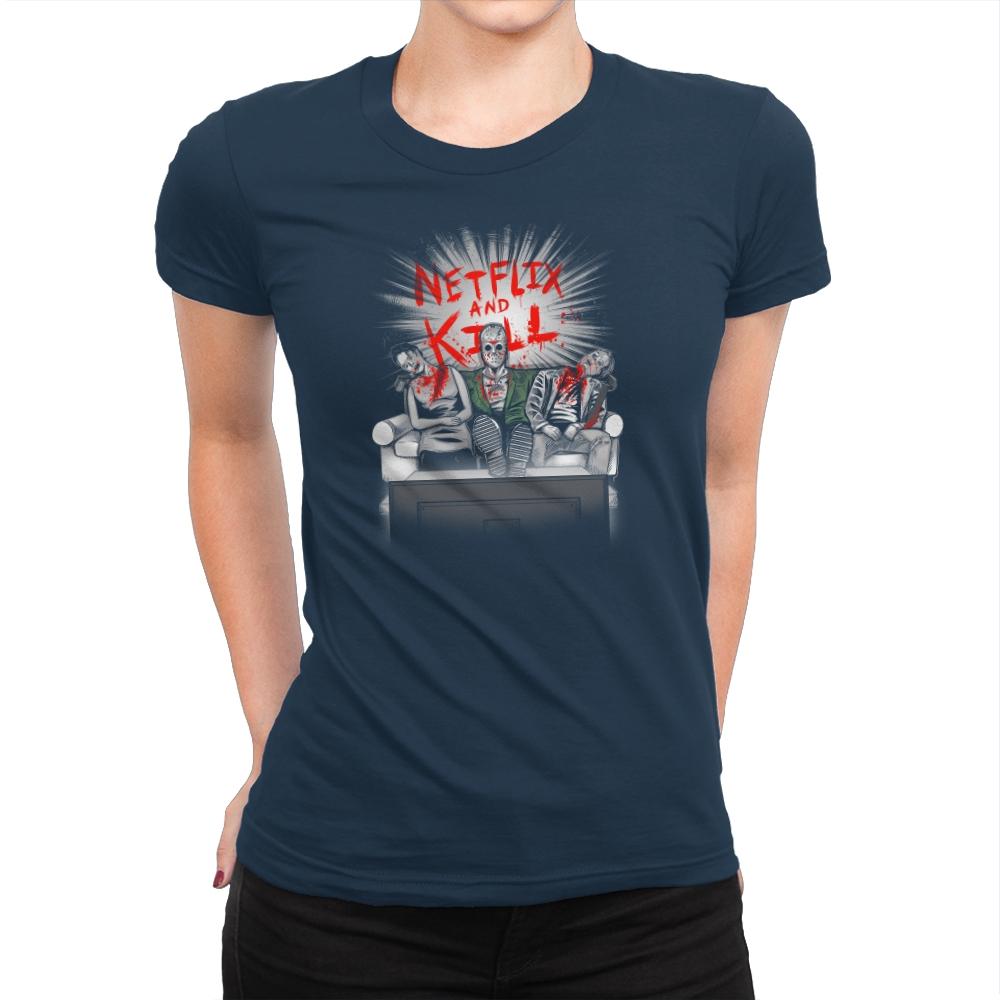 'Flix and Kill Exclusive - Womens Premium T-Shirts RIPT Apparel Small / Midnight Navy