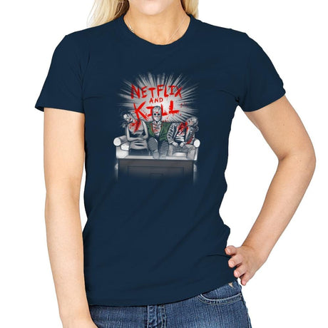 'Flix and Kill Exclusive - Womens T-Shirts RIPT Apparel Small / Navy