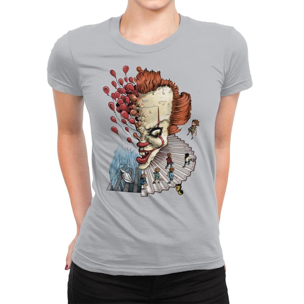 Floating Clown - Anytime - Womens Premium T-Shirts RIPT Apparel Small / Heather Grey