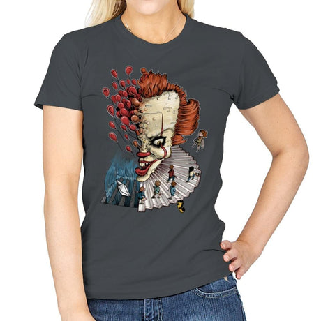 Floating Clown - Anytime - Womens T-Shirts RIPT Apparel Small / Charcoal
