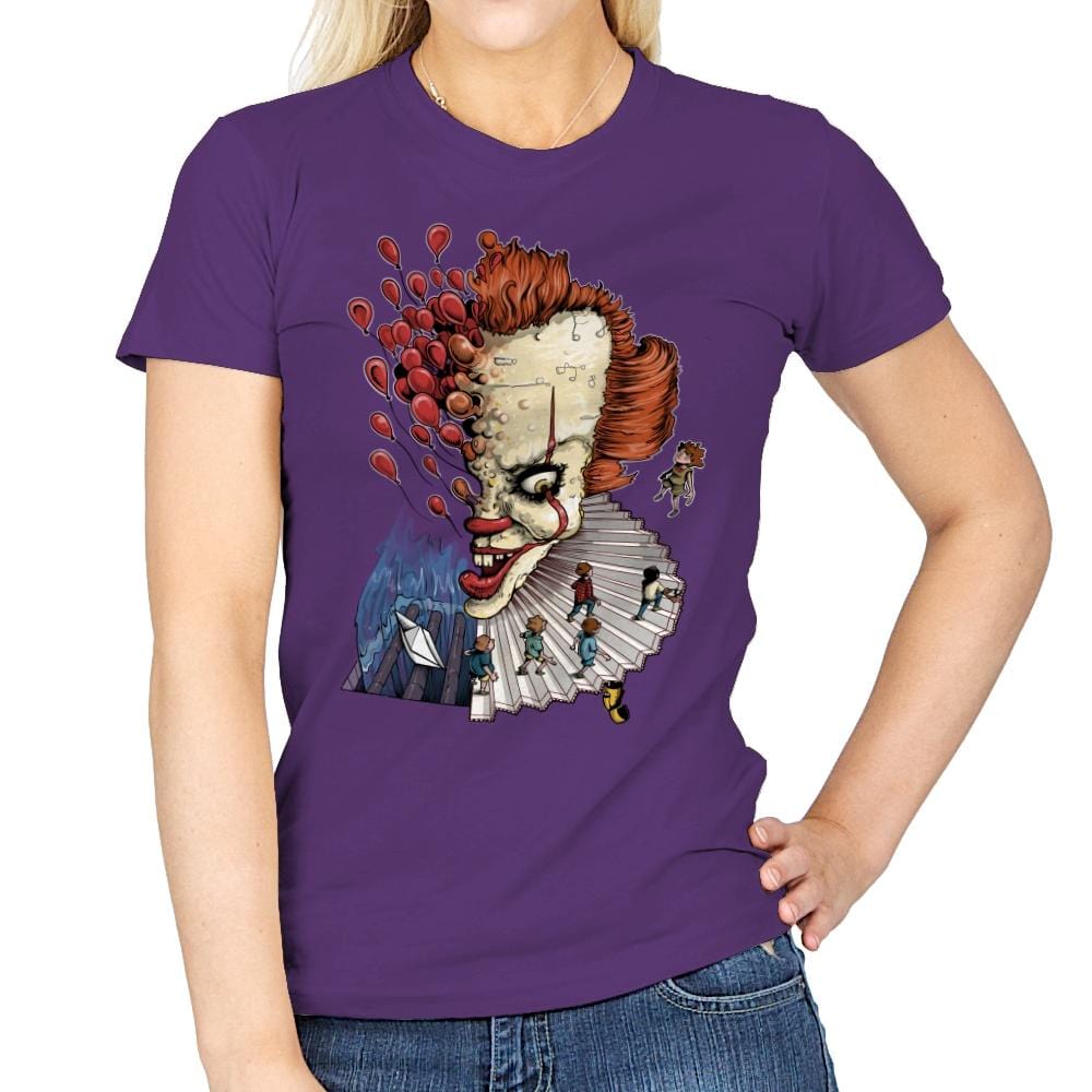 Floating Clown - Anytime - Womens T-Shirts RIPT Apparel Small / Purple
