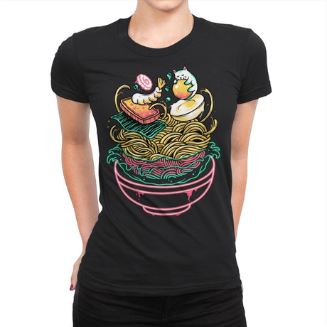 Floating Ramen - Womens Premium T-Shirts RIPT Apparel Small / Black