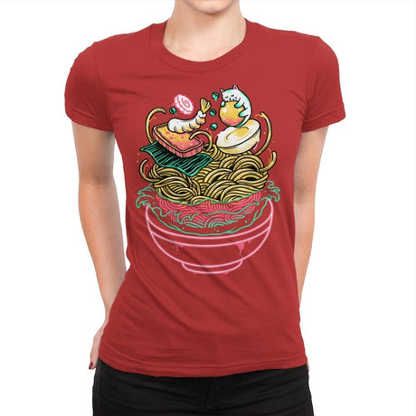 Floating Ramen - Womens Premium T-Shirts RIPT Apparel Small / Red
