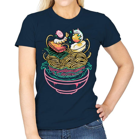 Floating Ramen - Womens T-Shirts RIPT Apparel Small / Navy