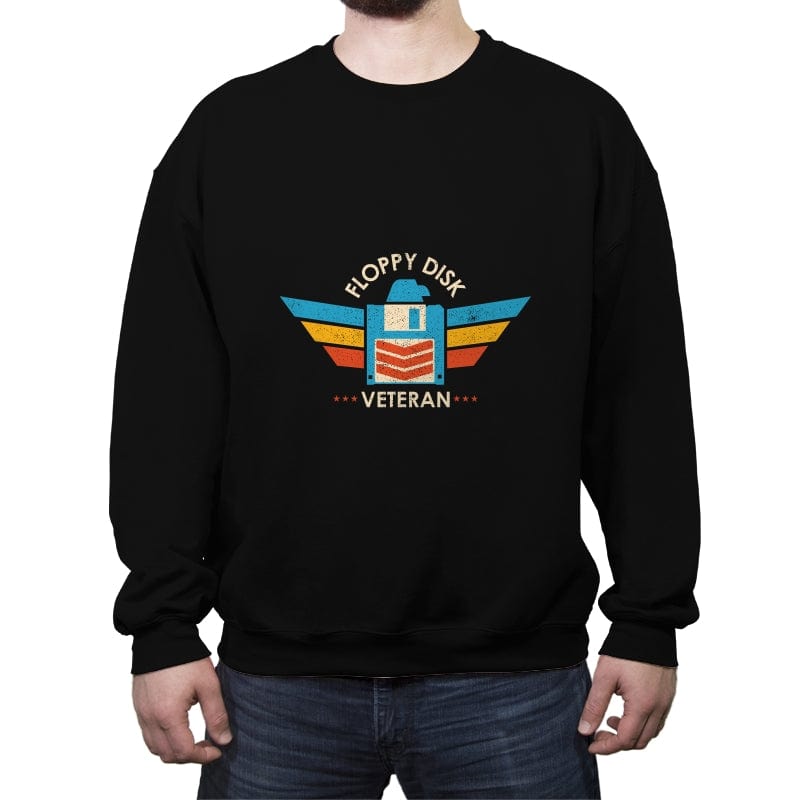 Floppy Disk Veteran - Expert in the Old School of Storage - Crew Neck Sweatshirt Crew Neck Sweatshirt RIPT Apparel Small / Black