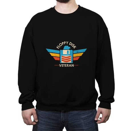 Floppy Disk Veteran - Expert in the Old School of Storage - Crew Neck Sweatshirt Crew Neck Sweatshirt RIPT Apparel Small / Black