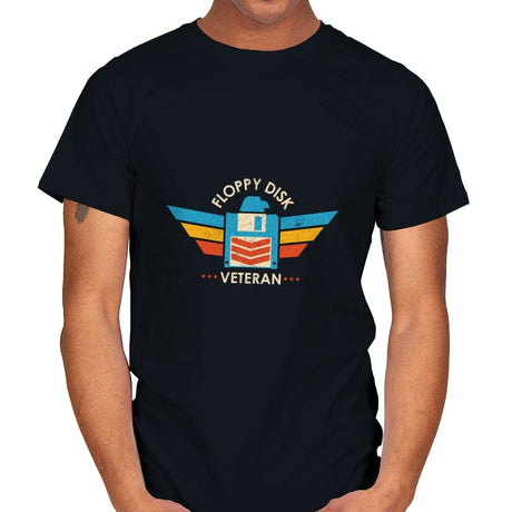 Floppy Disk Veteran - Expert in the Old School of Storage - Mens T-Shirts RIPT Apparel Small / Black