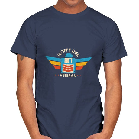 Floppy Disk Veteran - Expert in the Old School of Storage - Mens T-Shirts RIPT Apparel Small / Navy