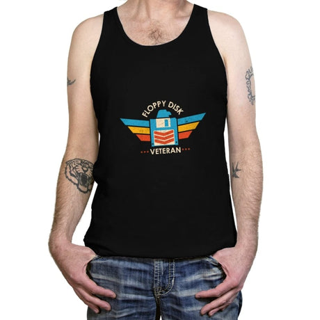 Floppy Disk Veteran - Expert in the Old School of Storage - Tanktop Tanktop RIPT Apparel X-Small / Black