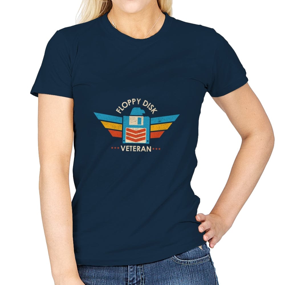 Floppy Disk Veteran - Expert in the Old School of Storage - Womens T-Shirts RIPT Apparel Small / Navy