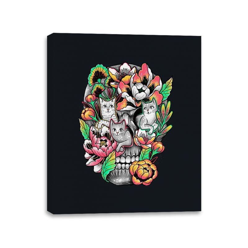 Floral Skull - Canvas Wraps Canvas Wraps RIPT Apparel 11x14 / Black