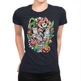 Floral Skull - Womens Premium T-Shirts RIPT Apparel Small / Midnight Navy