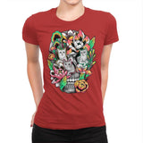 Floral Skull - Womens Premium T-Shirts RIPT Apparel Small / Red