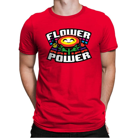 Flower Power Up - Mens Premium T-Shirts RIPT Apparel Small / Red