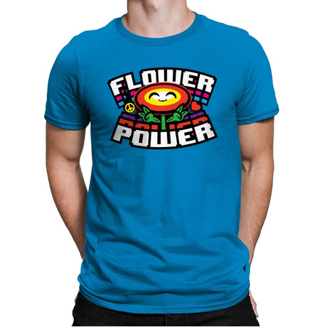 Flower Power Up - Mens Premium T-Shirts RIPT Apparel Small / Turqouise