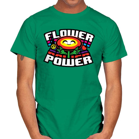 Flower Power Up - Mens T-Shirts RIPT Apparel Small / Kelly