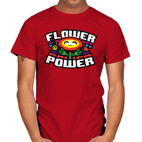 Flower Power Up - Mens T-Shirts RIPT Apparel Small / Red