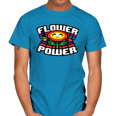Flower Power Up - Mens T-Shirts RIPT Apparel Small / Sapphire
