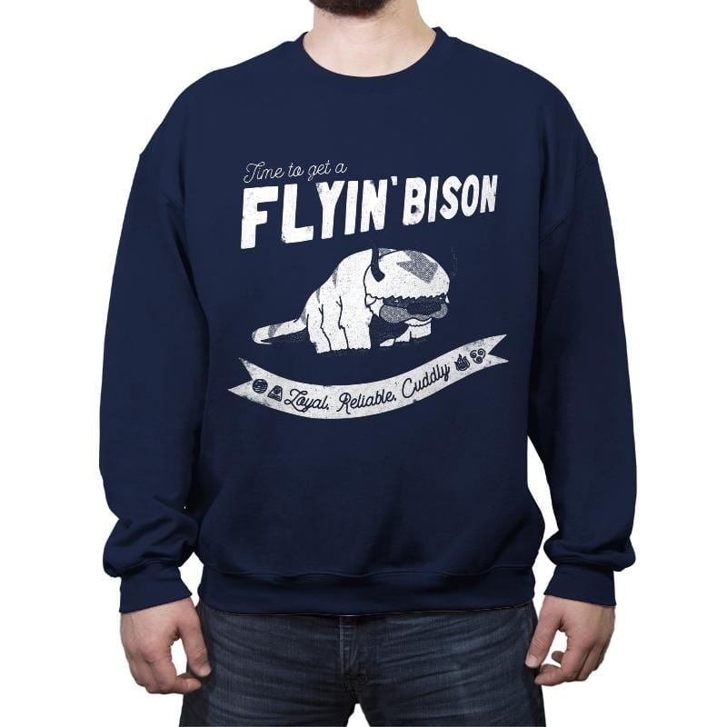 Flyin Bison - Crew Neck Sweatshirt Crew Neck Sweatshirt RIPT Apparel Small / Navy