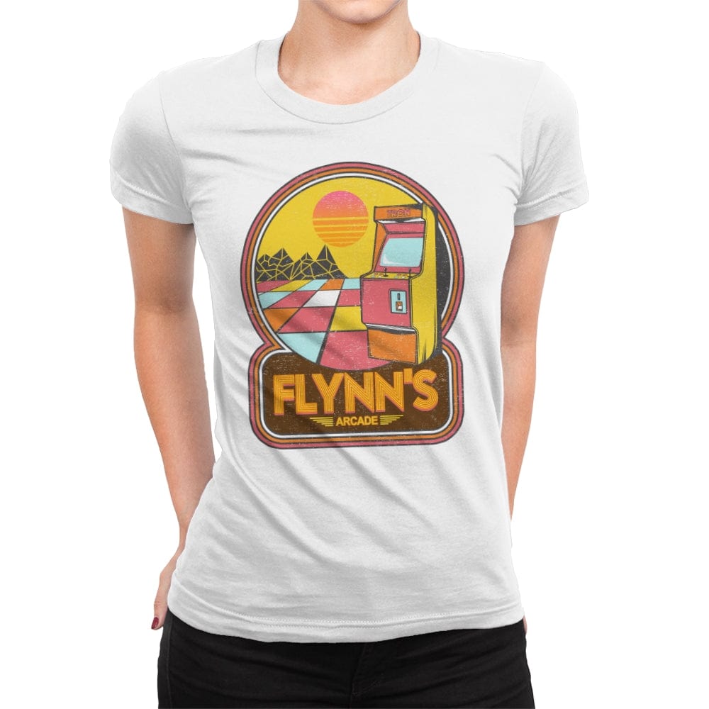 Flynn's Arcade - Womens Premium T-Shirts RIPT Apparel Small / White