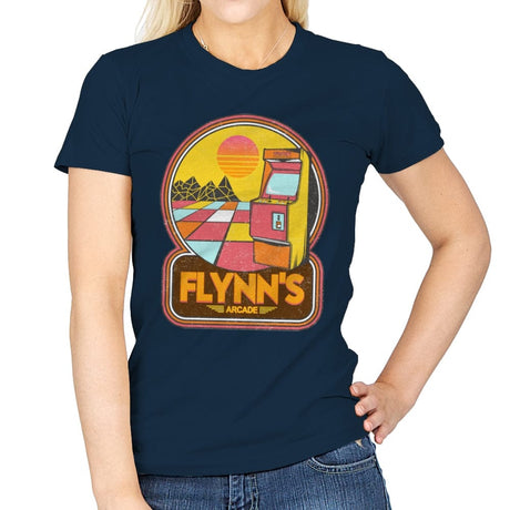 Flynn's Arcade - Womens T-Shirts RIPT Apparel Small / Navy