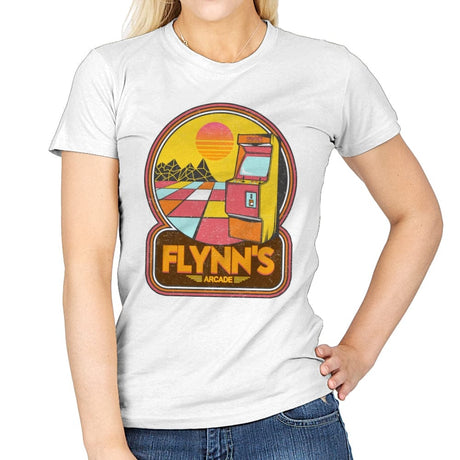 Flynn's Arcade - Womens T-Shirts RIPT Apparel Small / White