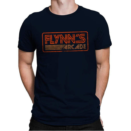 Flynns Arcade Retro - Mens Premium T-Shirts RIPT Apparel Small / Midnight Navy
