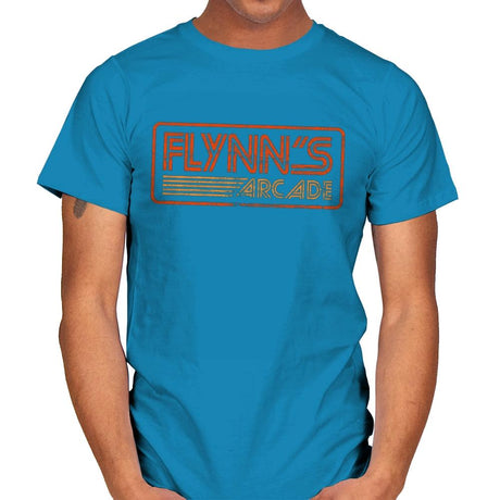 Flynns Arcade Retro - Mens T-Shirts RIPT Apparel Small / Sapphire