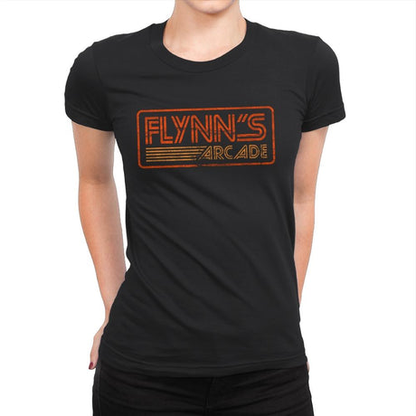 Flynns Arcade Retro - Womens Premium T-Shirts RIPT Apparel Small / Black
