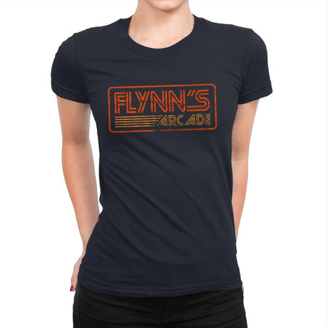 Flynns Arcade Retro - Womens Premium T-Shirts RIPT Apparel Small / Midnight Navy
