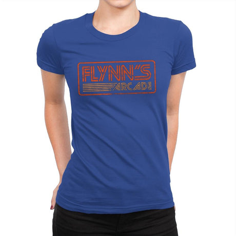 Flynns Arcade Retro - Womens Premium T-Shirts RIPT Apparel Small / Royal
