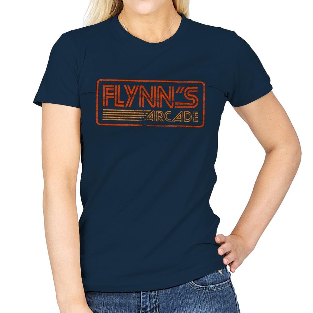 Flynns Arcade Retro - Womens T-Shirts RIPT Apparel Small / Navy