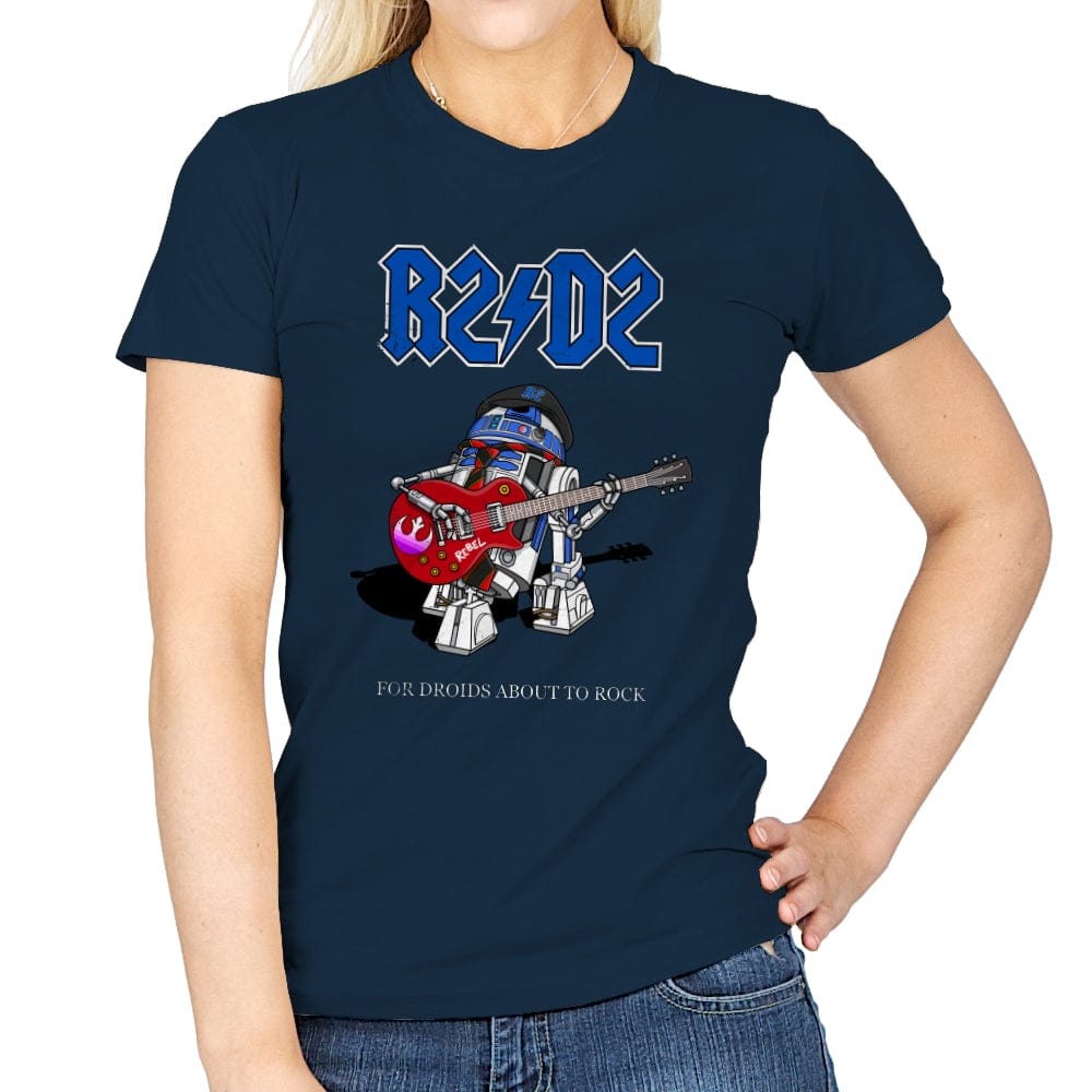 For Droids About To Rock - Womens T-Shirts RIPT Apparel Small / Navy