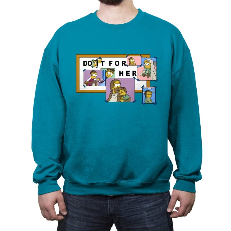 For Her - Crew Neck Sweatshirt Crew Neck Sweatshirt RIPT Apparel Small / Antique Sapphire