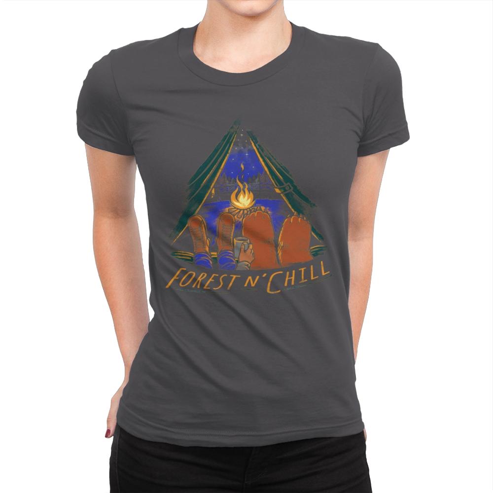 Forest And Chill - Womens Premium T-Shirts RIPT Apparel Small / Heavy Metal