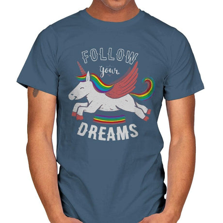 Forever Follow Your Dreams - Mens T-Shirts RIPT Apparel Small / Indigo Blue