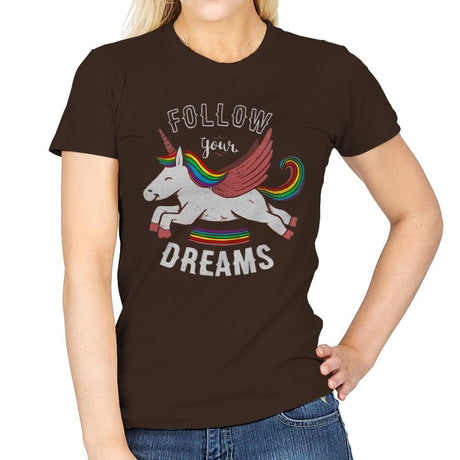 Forever Follow Your Dreams - Womens T-Shirts RIPT Apparel Small / Dark Chocolate
