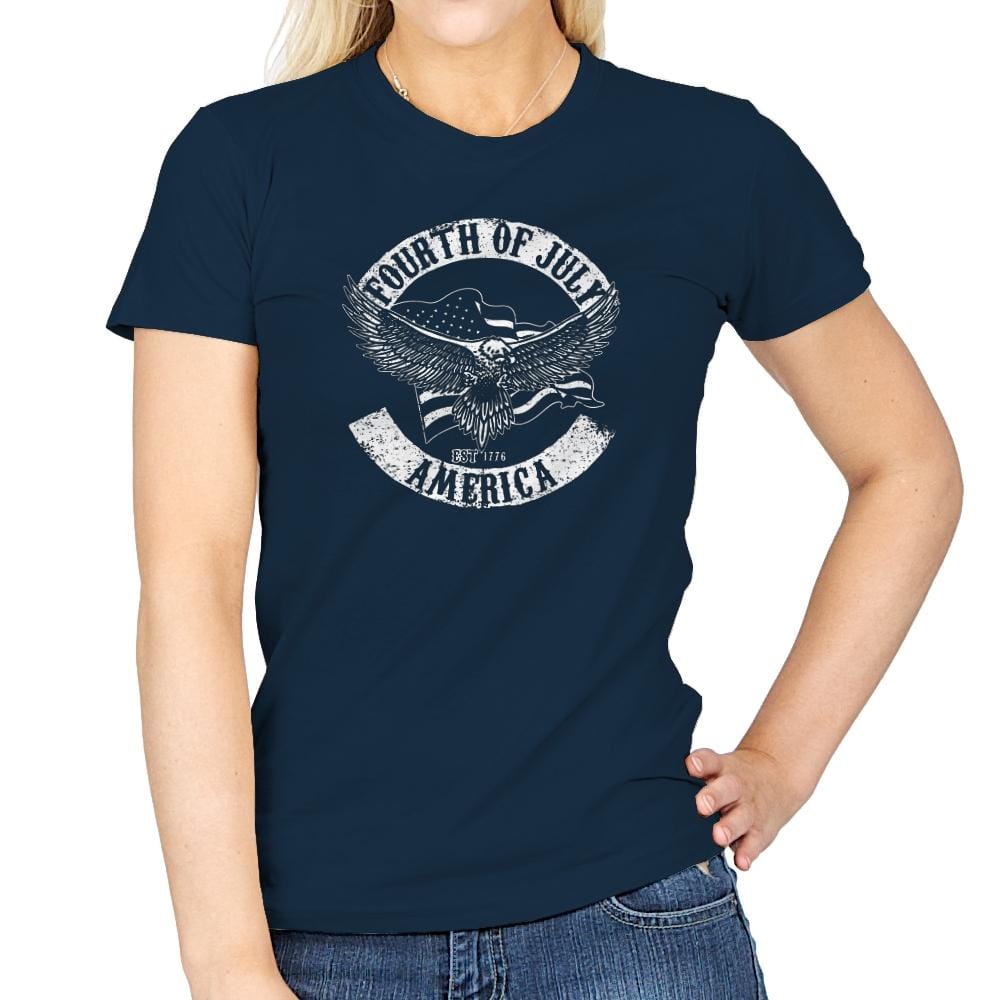 Fourth Of July - Star-Spangled - Womens T-Shirts RIPT Apparel Small / Navy