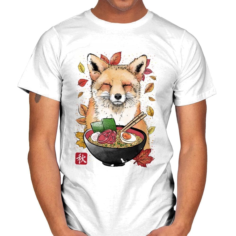 Fox, Leaves and Ramen - Mens T-Shirts RIPT Apparel Small / White