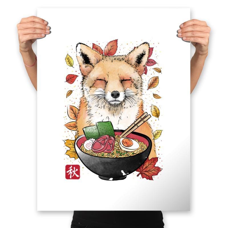 Fox, Leaves and Ramen - Prints Posters RIPT Apparel 18x24 / White