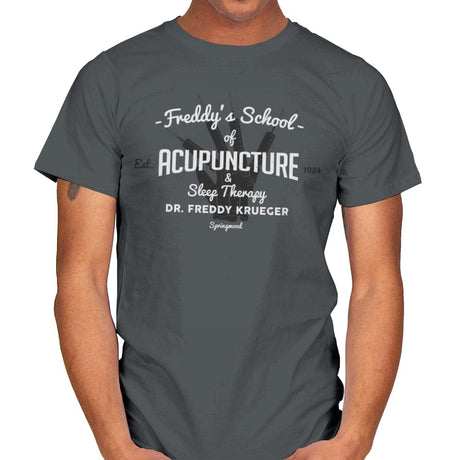 Freddy's School of Acupuncture - Mens T-Shirts RIPT Apparel Small / Charcoal