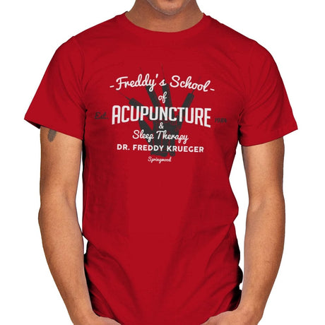 Freddy's School of Acupuncture - Mens T-Shirts RIPT Apparel Small / Red