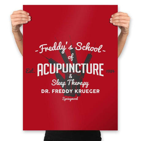 Freddy's School of Acupuncture - Prints Posters RIPT Apparel 18x24 / Red